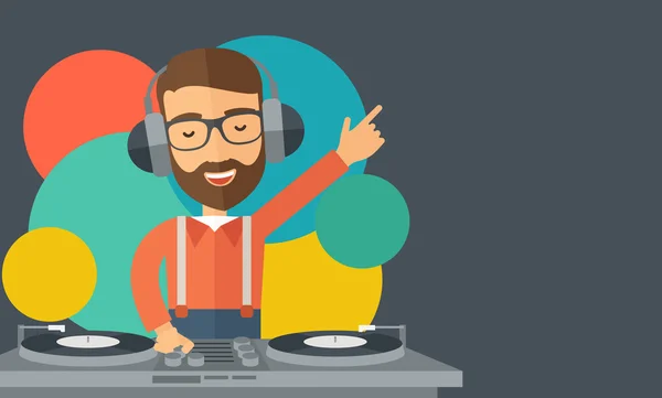 Disco jockey mezcla de música . — Vector de stock