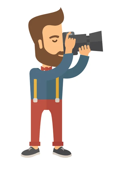 Fotógrafo tomando una foto . — Vector de stock