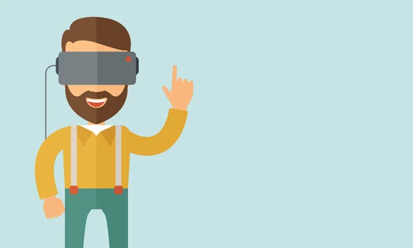 Homem com fone de ouvido de realidade virtual —  Vetores de Stock
