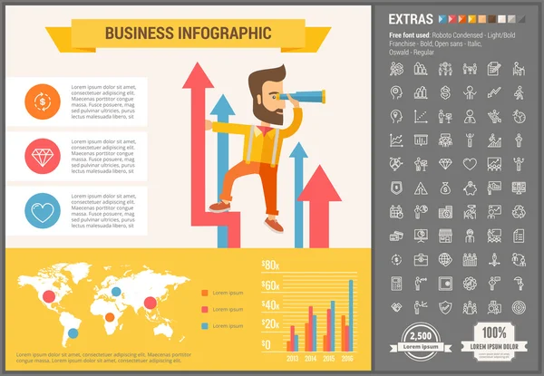 Plantilla Infográfica de diseño plano de negocio — Archivo Imágenes Vectoriales