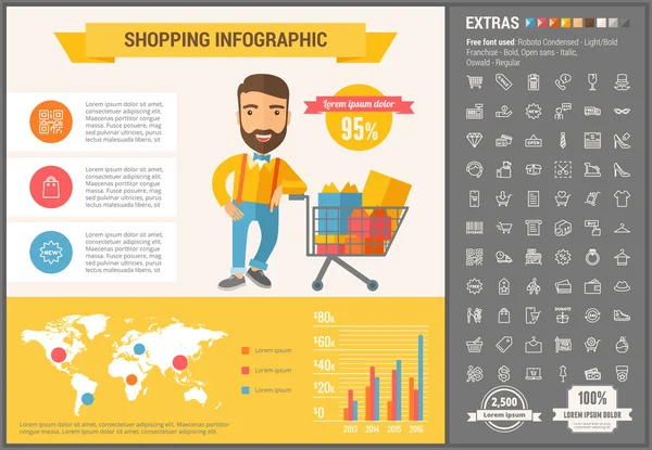 Shopping platt design Infographic mall — Stock vektor