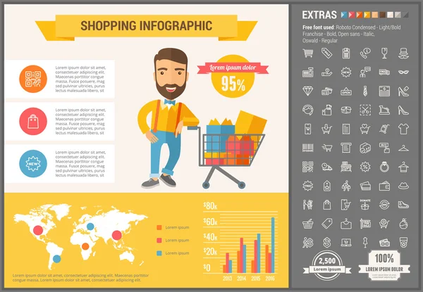 Winkelen platte ontwerp Infographic sjabloon — Stockvector