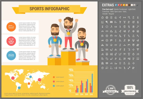 Modelo de infográfico de design plano de esportes —  Vetores de Stock