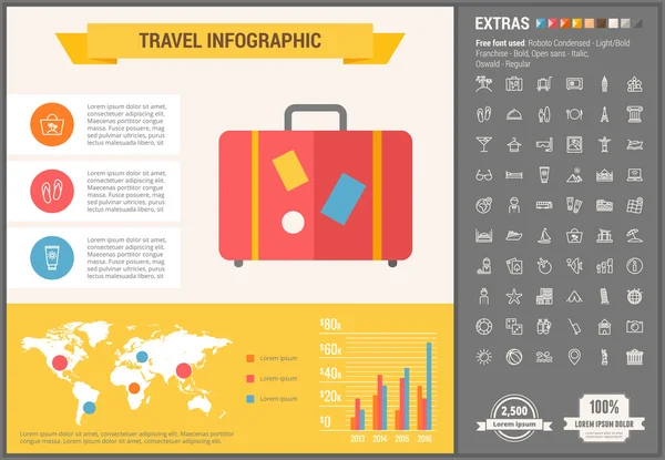 Seyahat düz tasarım Infographic şablonu — Stok Vektör
