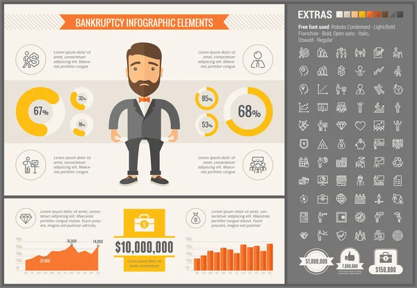 Üzleti lapos design sablon Infographic — Stock Vector