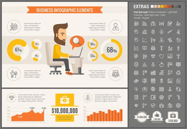 Plantilla Infográfica de diseño plano de negocio — Vector de stock