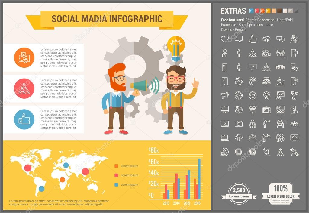 Social Media flat design Infographic Template