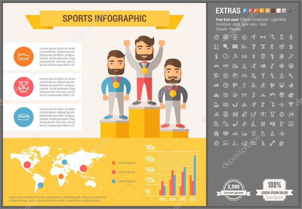 Sports flat design Infographic Template