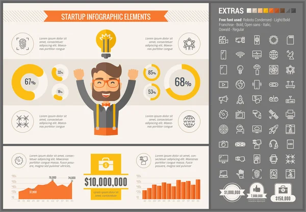 Plantilla Infográfica de Diseño Plano Start Up — Archivo Imágenes Vectoriales