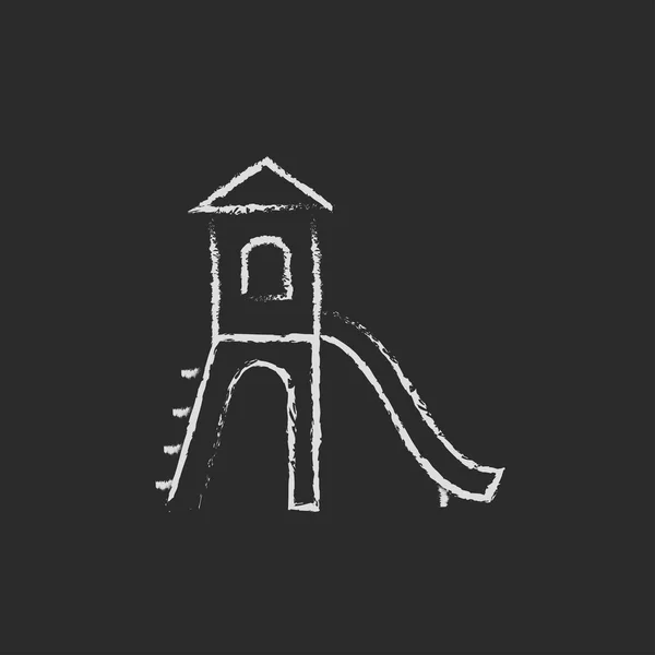 Playground with slide icon drawn in chalk. — Stock Illustration Playground with slide icon drawn in chalk. Vector Graphics