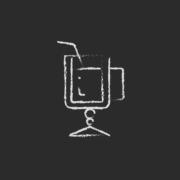 Bicchiere con icona di paglia da bere disegnata in gesso . — Vettoriale Stock