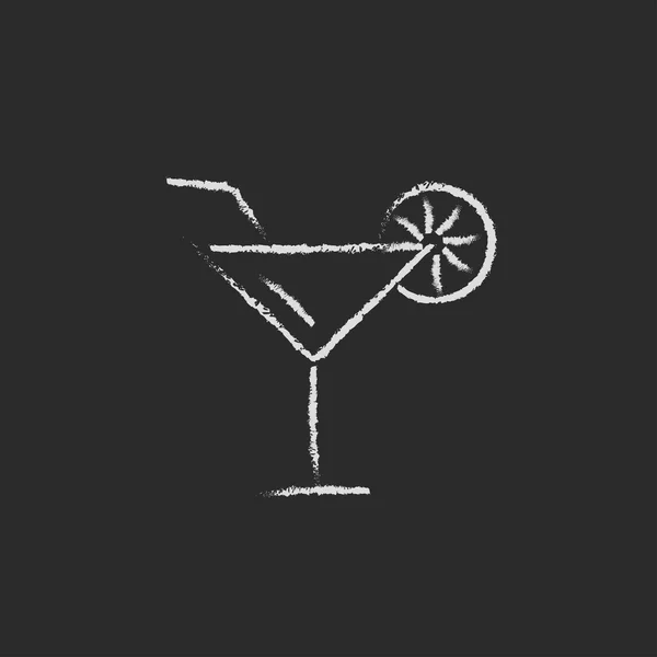 Cocktailglas pictogram opgesteld in krijt. — Stockvector