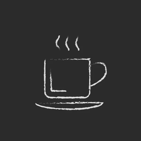 Cup of hot drink icon drawn in chalk. — Stok Vektör