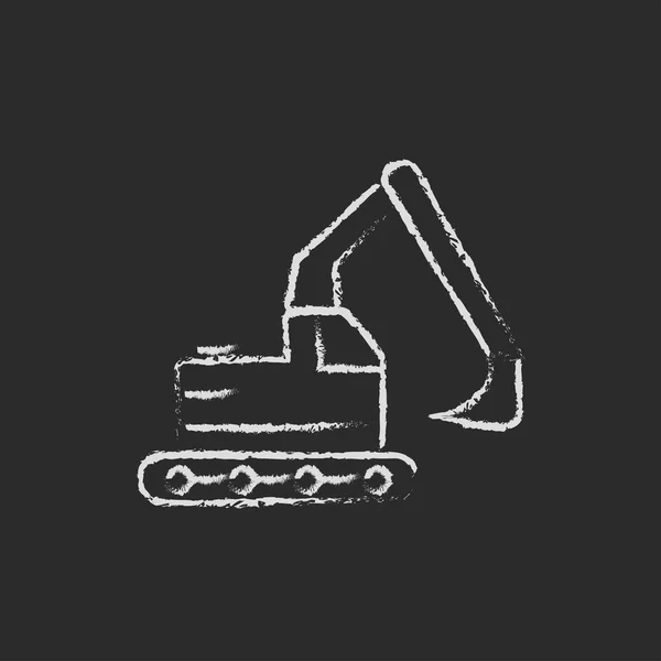 Excavator icon drawn in chalk. — ストックベクタ