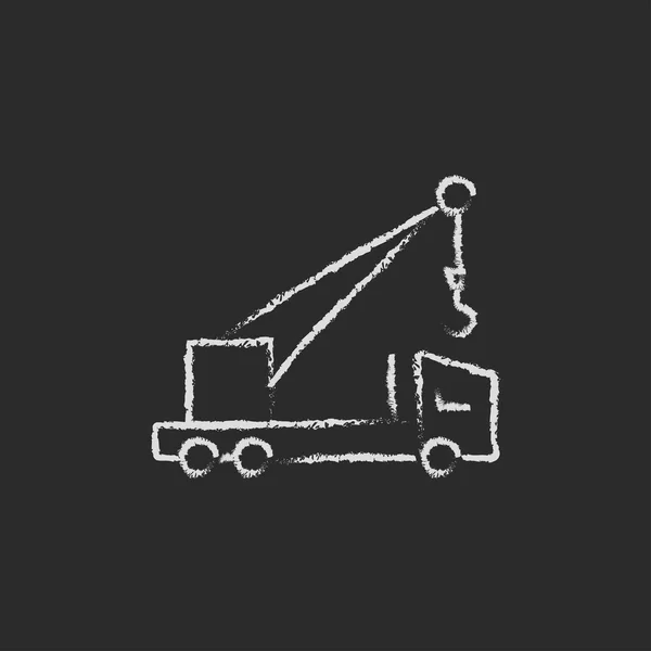 Mobile crane icon drawn in chalk. — Stok Vektör