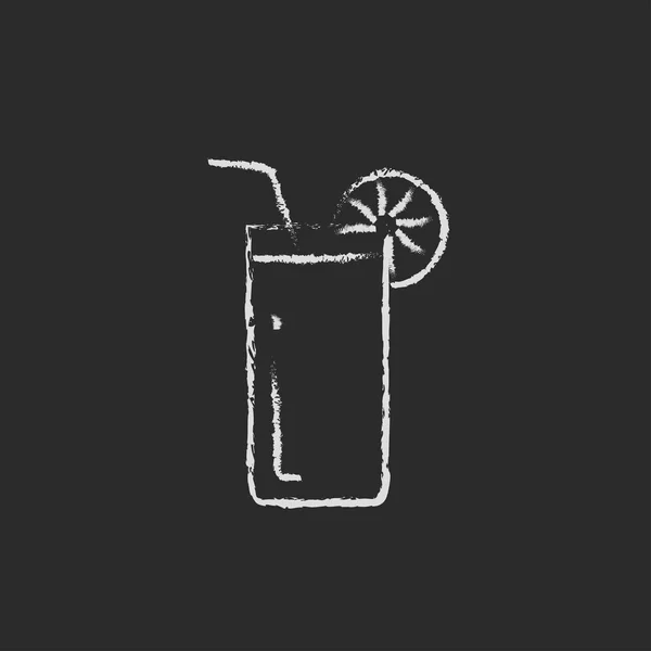 Склянка з іконою питної соломи, намальована крейдою . — стоковий вектор