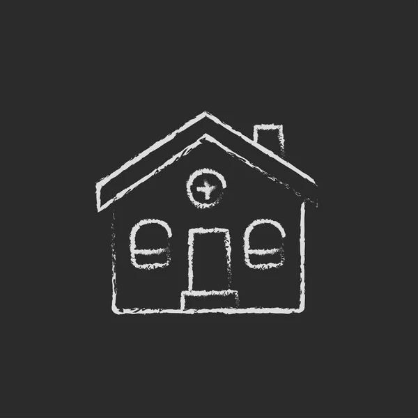 Detached house icon drawn in chalk. — 图库矢量图片