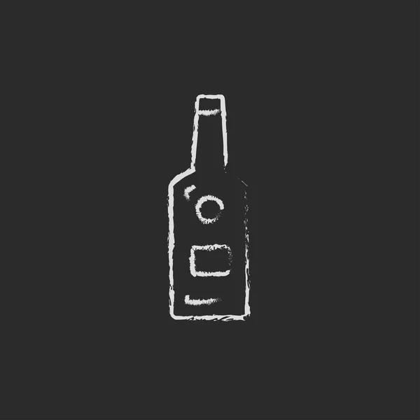Icône bouteille en verre dessinée à la craie . — Image vectorielle