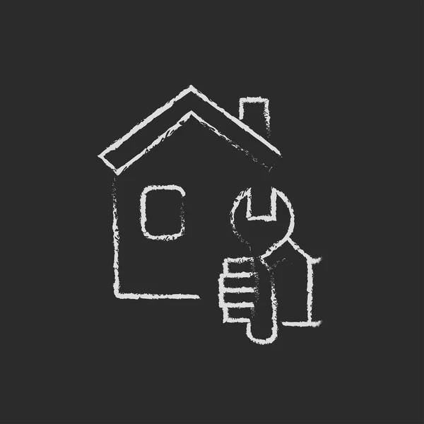 House repair icon drawn in chalk. — Stockvector