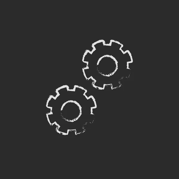 Gears icon drawn in chalk. — Stock Photo, Image