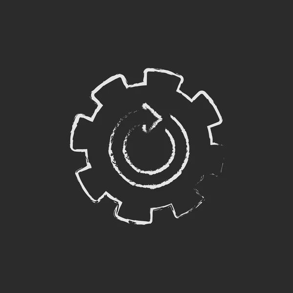 Gear wheel with arrow icon drawn in chalk. — Stock Photo, Image