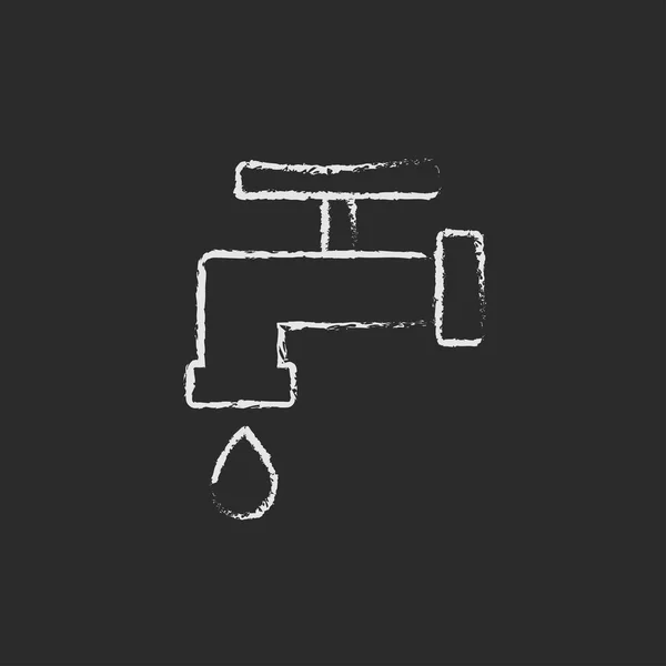 Faucet with water drop icon drawn in chalk. — 图库照片