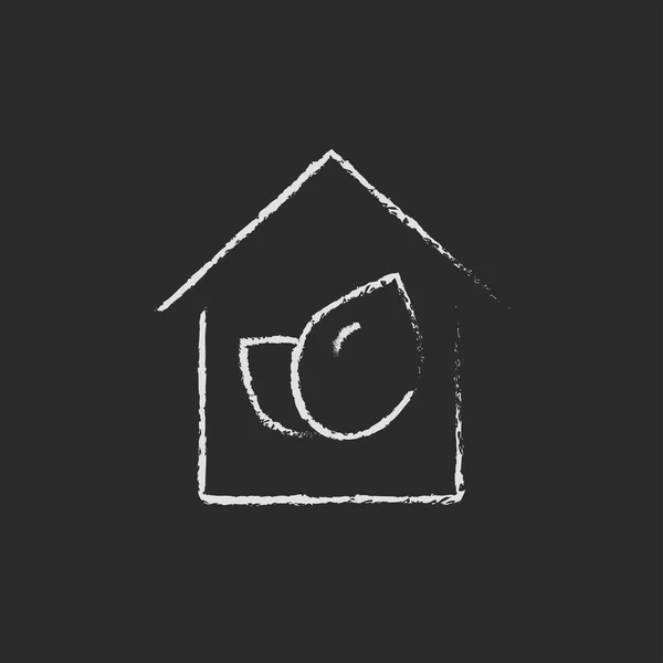 Dom ekologiczny ikona rysowane kredą. — Zdjęcie stockowe