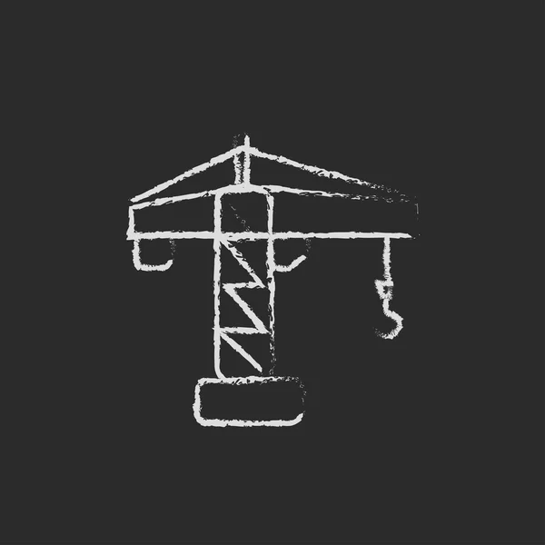 Ikone der Kranmaschine in Kreide gezeichnet. — Stockvektor