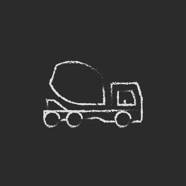 チョークで描かれたコンクリート ミキサー トラック アイコン. — ストックベクタ