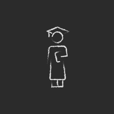 Graduation icon drawn in chalk.