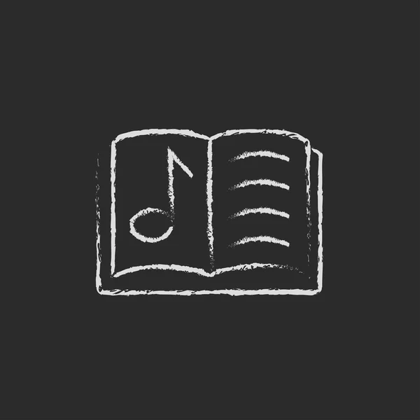 Ikona książki muzyka rysowane kredą. — Zdjęcie stockowe