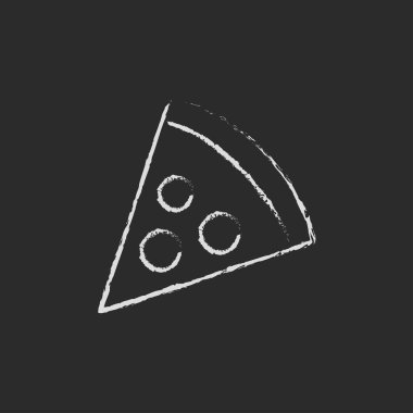 Pizza slice simgesinin tebeşirle çizilmiş.