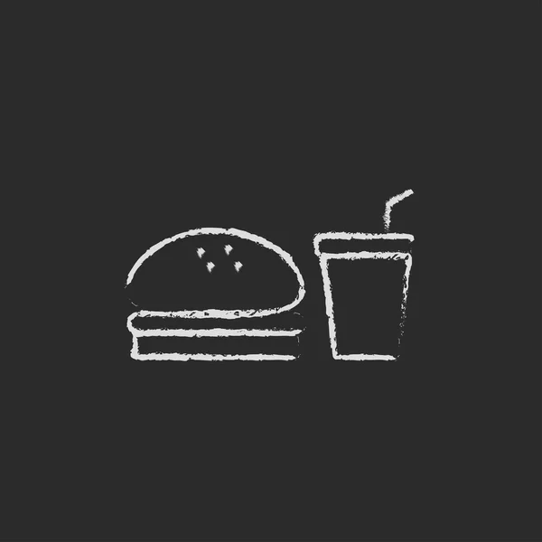 Tebeşirle çizilmiş fast food yemek simgesi. — Stok fotoğraf