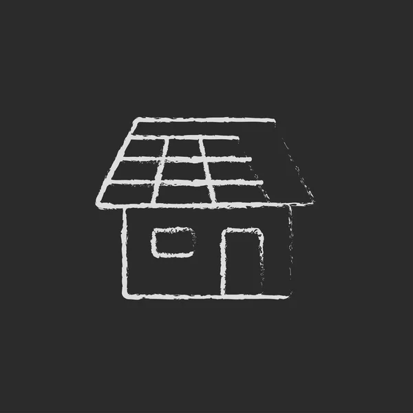Maison avec icône de panneau solaire dessinée à la craie . — Image vectorielle