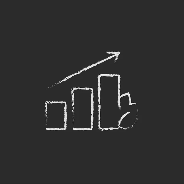 Balkendiagramm mit in Kreide gezeichnetem Blatt-Symbol. — Stockvektor