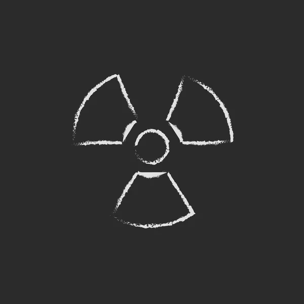 Icono de signo de radiación ionizante dibujado en tiza . — Vector de stock