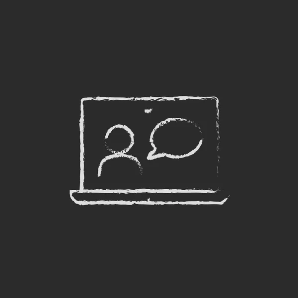 Video chat online icon drawn in chalk. — Stockvector