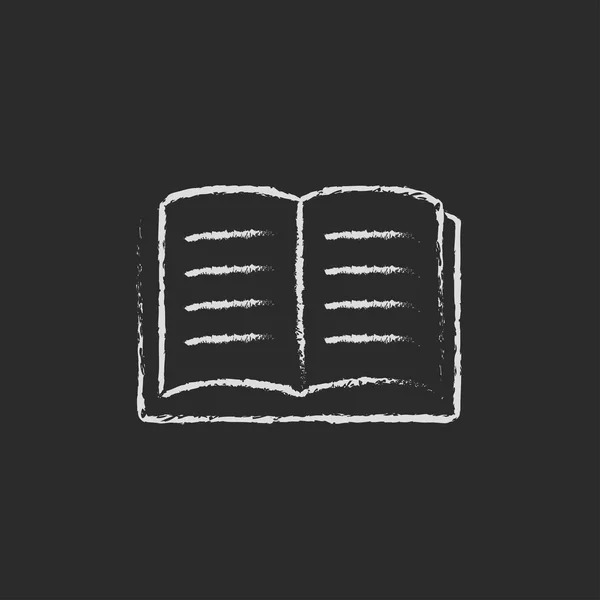 Open book icon drawn in chalk. — Stok Vektör