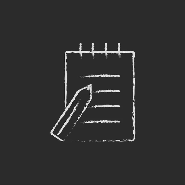 Writing pad and pen icon drawn in chalk. — Wektor stockowy