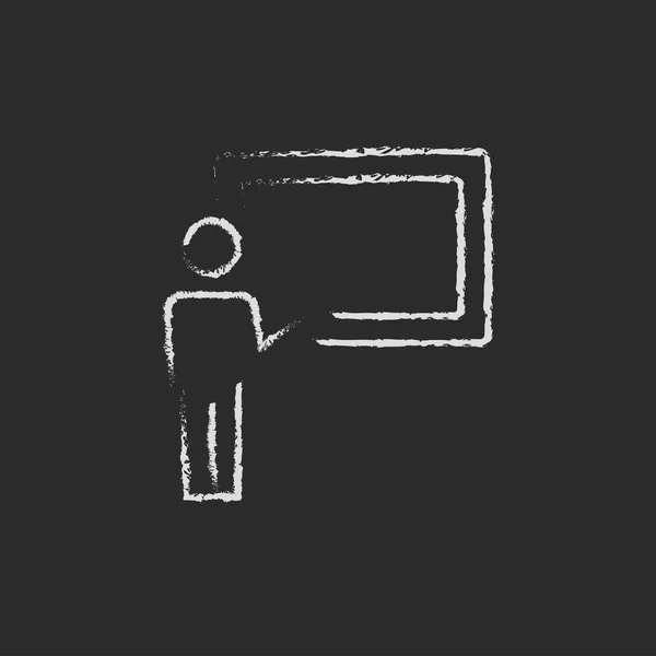 Professor and blackboard icon drawn in chalk. — 스톡 벡터