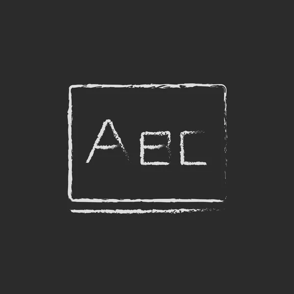 Letters abc op het schoolbord pictogram opgesteld in krijt. — Stockvector