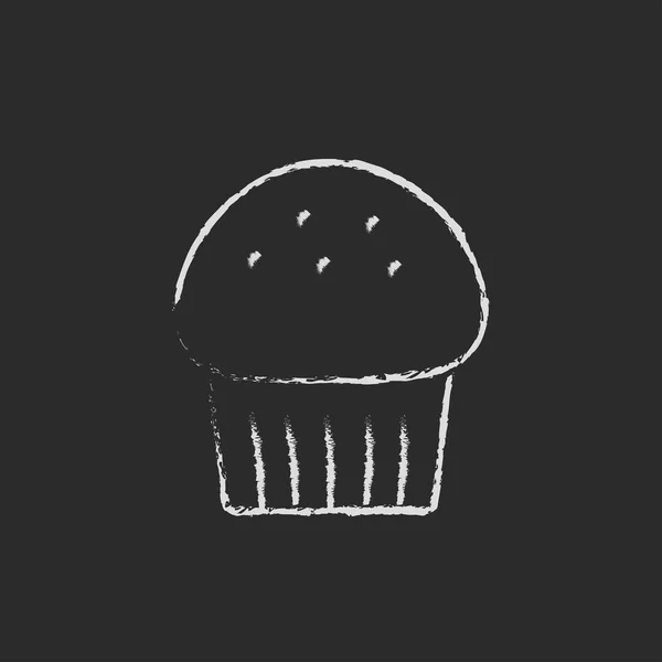 チョークで描かれたカップケーキ アイコン. — ストックベクタ