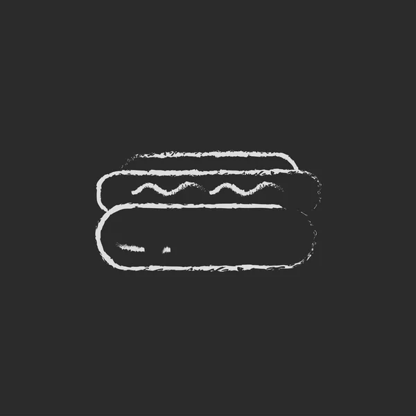 Icône Hotdog dessinée à la craie . — Image vectorielle