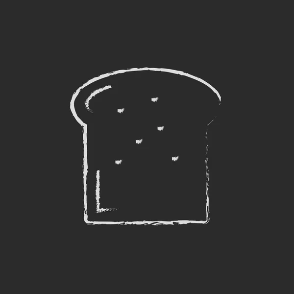 Jeden kawałek chleba ikona rysowane kredą. — Wektor stockowy