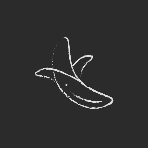 Ícone de banana descascada desenhado em giz . — Vetor de Stock