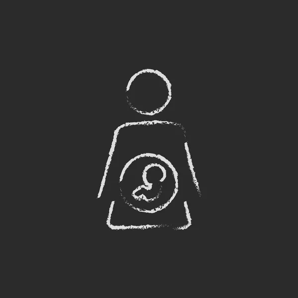 Baby fetus inside of mother icon drawn in chalk. — Stock Vector