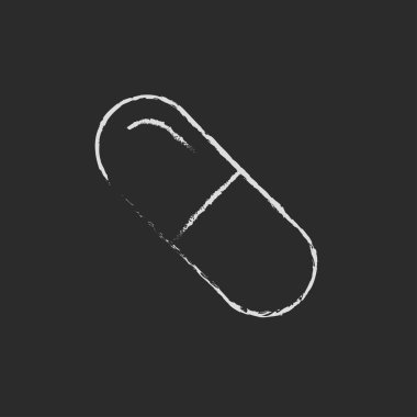 Tebeşirle çizilmiş kapsül pill simgesi.