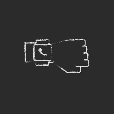 Smartwatch icon drawn in chalk.