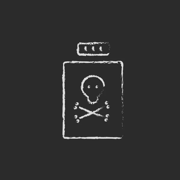 Bouteille d'icône de poison dessinée à la craie . — Image vectorielle