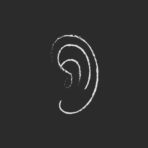Иконка человеческого уха, нарисованная мелом . — стоковый вектор